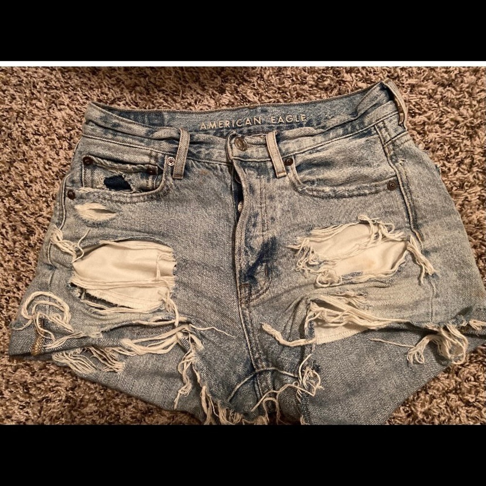 american eagle ripped jean shorts